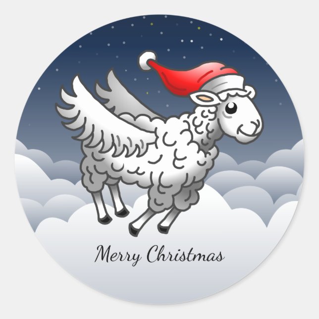 Sticker Rond Merveilleux agneau de Noël (Devant)