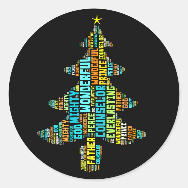 Sticker Rond Merveilleux conseiller Dieu puissant Prince de la  (Devant)