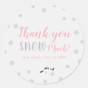 Sticker Rond Merveilleux Hiver Rose, Fille Baby Shower/Dégustat