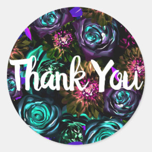 Sticker Rond Merveilleux Monde Foncé Glamour Floral Fleurs Soir