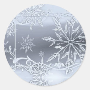 Sticker Rond Merveilleux Noël parfait en argent SNowflake