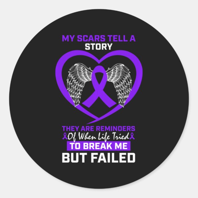 Sticker Rond Mes cicatrices racontent une histoire Lymphome de  (Devant)