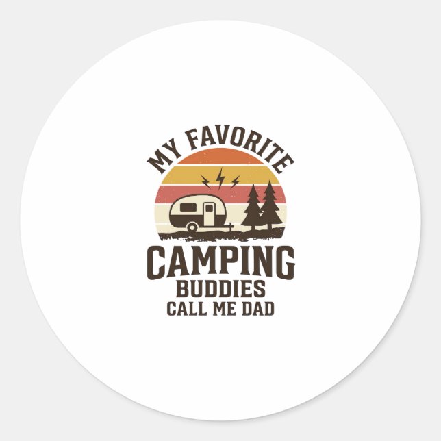 Sticker Rond Mes copains de camping préférés m'appellent Papa V (Devant)