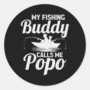 Sticker Rond Mes copains de pêche m'appellent Popo Poisson de l