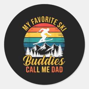 Sticker Rond Mes copains de ski préférés m'appellent Papa Vinta