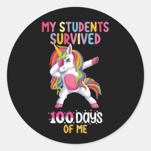 Sticker Rond Mes élèves ont survécu 100 jours de moi Enseignant