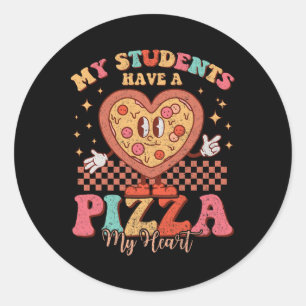 Sticker Rond Mes élèves ont une pizza de mon cœur Saint-Valenti