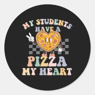 Sticker Rond Mes Étudiants Ont Une Pizza-Mon coeur