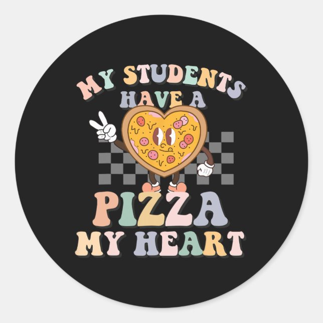 Sticker Rond Mes Étudiants Ont Une Pizza-Mon coeur (Devant)