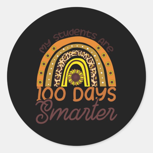Sticker Rond Mes Étudiants Sont 100 Jours Smarter Happy Enseign (Devant)