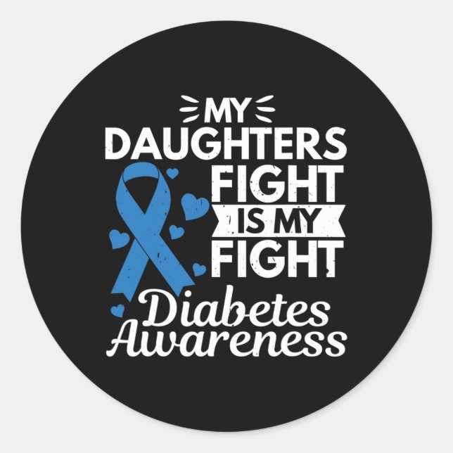 Sticker Rond Mes Filles Combattre Est Mon Combattre Le Diabète  (Devant)