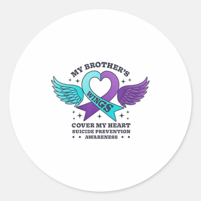Sticker Rond Mes frères ailes couvrent mon coeur la prévention  (Devant)