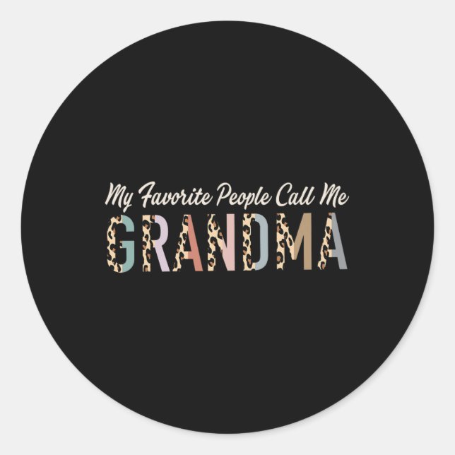Sticker Rond Mes Gens Favoris M'Appelent Cadeaux Grand-Mère Leo (Devant)