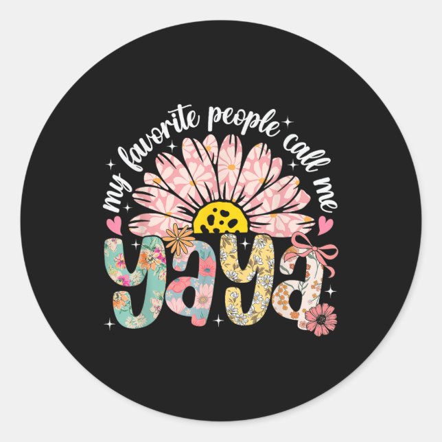 Sticker Rond Mes Gens Préférés M'Appelent Yaya Fille Fête Des M (Devant)
