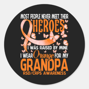 Sticker Rond Mes Héros Je Porte Orange Pour Mon Grand-Père Crps