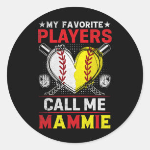 Sticker Rond Mes Joueurs préférés De Baseball Softball M'Appele