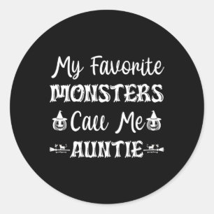 Sticker Rond Mes Monstres Favoris M'Appelent Tante Fun Chat Tan