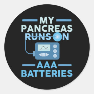 Sticker Rond Mes Pancréas Fonctionnent Sur Des Batteries Aaa Ty