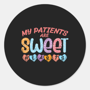 Sticker Rond Mes patients Coeurs sucrés Saint Valentin Infirmiè