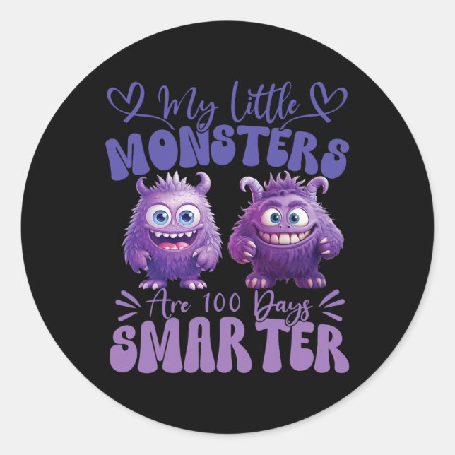 Sticker Rond Mes Petits Monstres Sont 100 Jours Plus Smarter Fl (Devant)