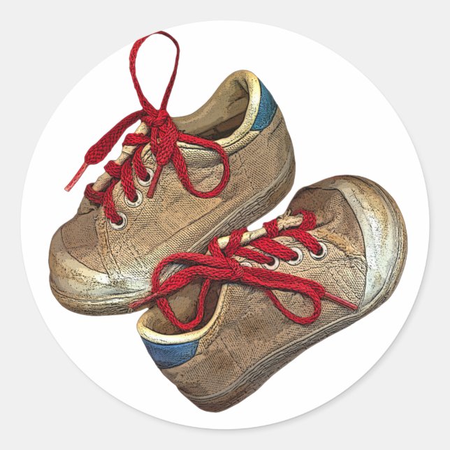 Sticker Rond Mes premières chaussures de tennis (Devant)