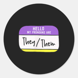 Sticker Rond Mes pronoms sont ils eux Fierté non binaire de gen