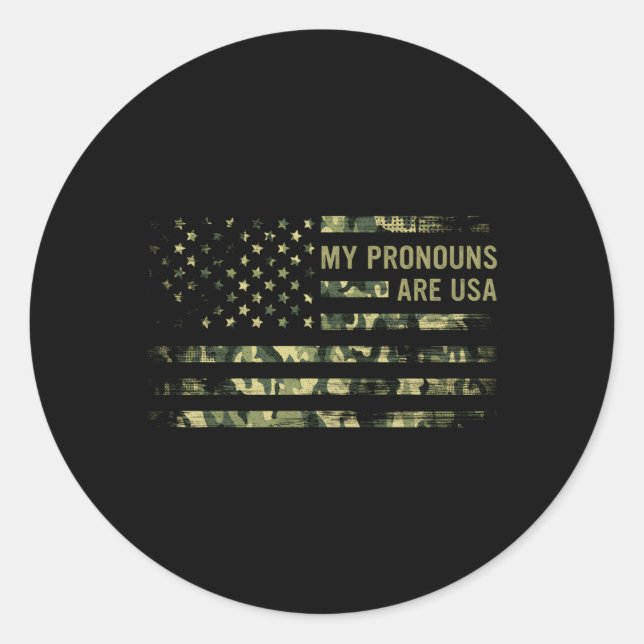 Sticker Rond Mes Pronounours Sont Américains 4 juillet Drapeau  (Devant)