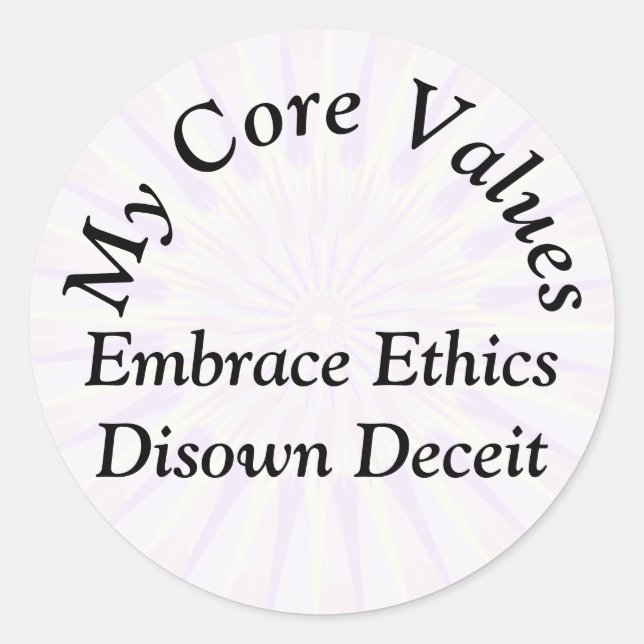 Sticker Rond Mes valeurs fondamentales - Embrasser l'éthique Di (Devant)