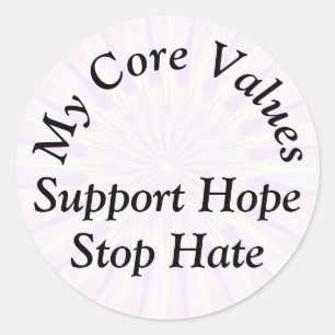 Sticker Rond Mes valeurs fondamentales - Soutenez l'espoir Arrê