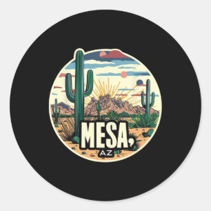 Sticker Rond Mesa Arizona Az Cactus Désert Vacances Randonnée A