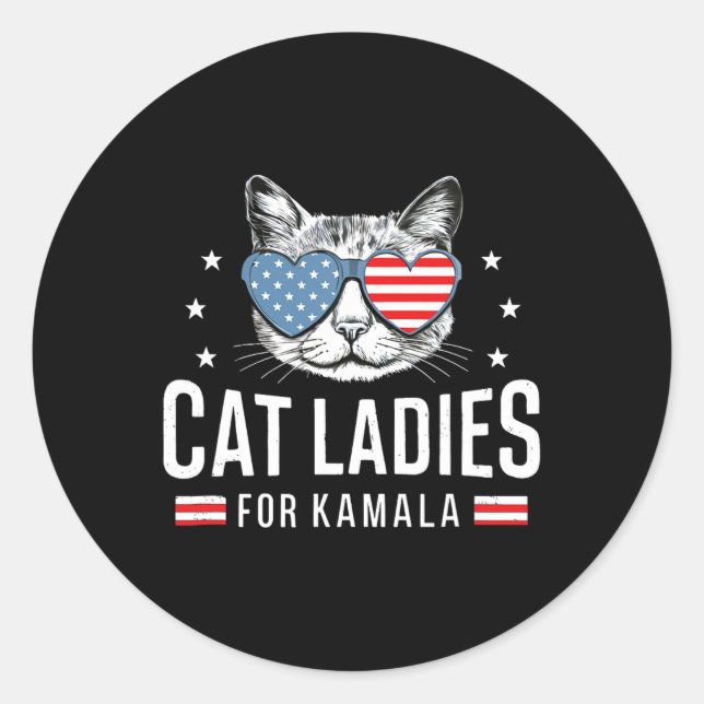 Sticker Rond Mesdames Pour Kamala Harris Démocratie Voter Blue  (Devant)