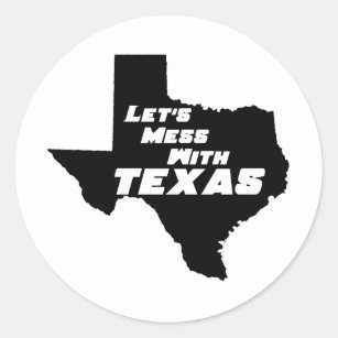 Sticker Rond Mess with Texas Black