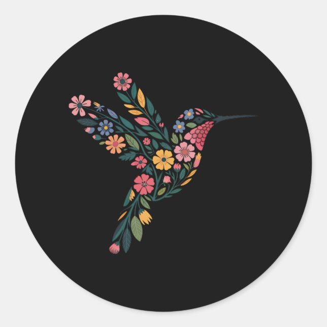 Sticker Rond Messag caché subtil anti-Trump Floral Hummingbird (Devant)