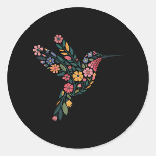 Sticker Rond Messag caché subtil anti-Trump Floral Hummingbird