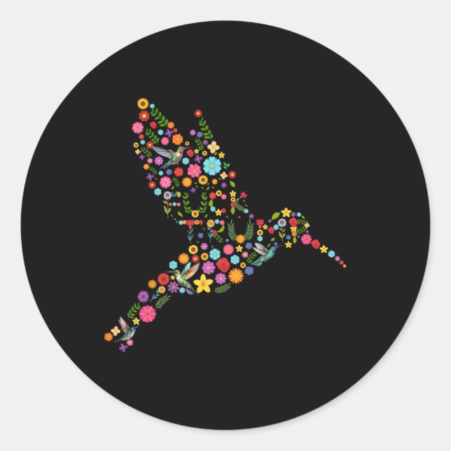 Sticker Rond Messag caché subtil anti-Trump Floral Hummingbird (Devant)