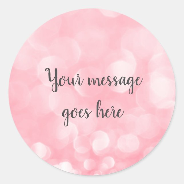 Sticker Rond Message Bokeh rose (Devant)