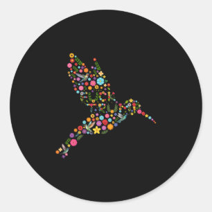 Sticker Rond Message caché subtil anti-Trump de colibri floral