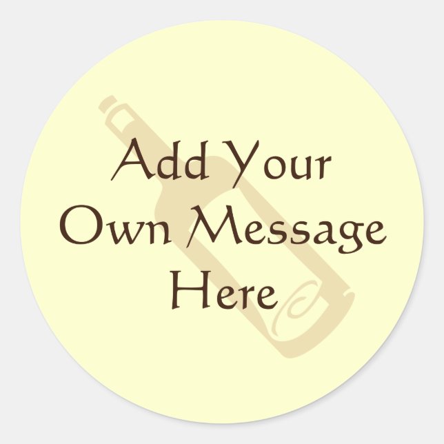 Sticker Rond Message dans une bouteille. (Devant)