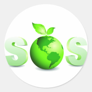 Sticker Rond Message de Jour des terres SOS Green Earth