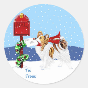 Sticker Rond Message de Noël Sable Papillon