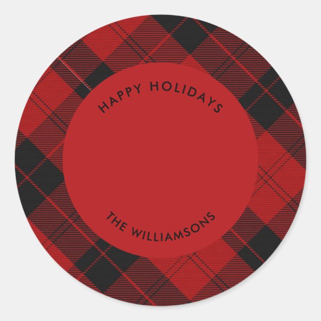 Sticker Rond Message de nom personnalisé du tarte noir rouge (Devant)