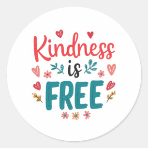 Sticker Rond Message positif "Be Kind" avec les coeurs
