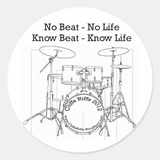 Sticker Rond Message positif pour les batteurs, les musiciens,  (Devant)