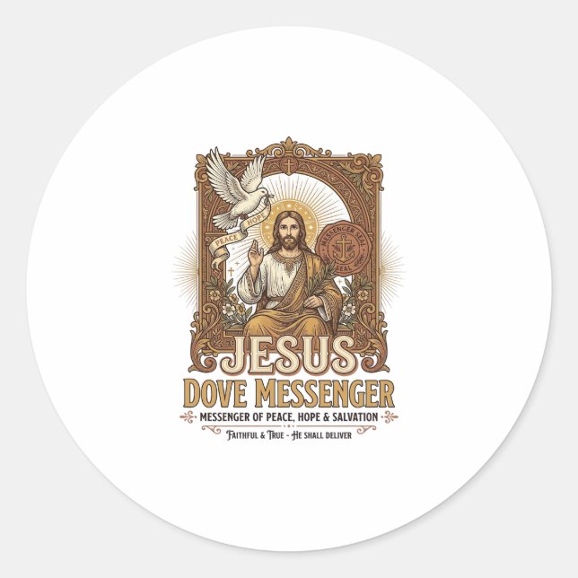 Sticker Rond Messager Jésus Colombe Messager Jésus Colombe Chré (Devant)