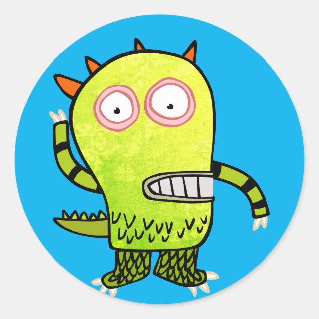 STICKER ROND MESSAGERIE ORDINATEUR MONSTRE HEUREUX (Devant)