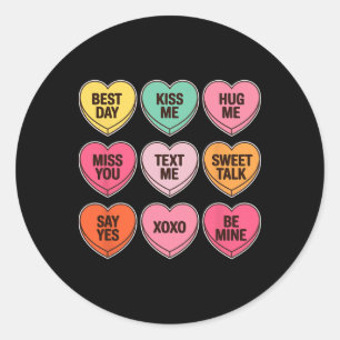 Sticker Rond Messages de cœurs de bonbons Cœurs de conversation