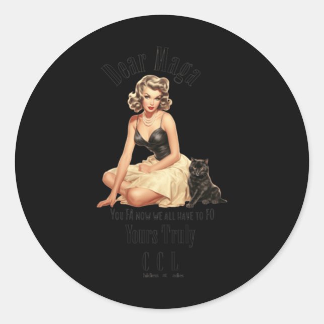 Sticker Rond Messages Des Femmes De Chat Sans Enfant 1 (Devant)