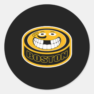 Sticker Rond Messe de Boston. Amusant Enfant Adulte Puck Smile