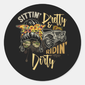 Sticker Rond Messy Bun Maman Lunettes de soleil UTV Hors SXS Li