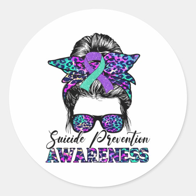 Sticker Rond Messy Bun Prévention Suicide Sensibilisation Rib S (Devant)